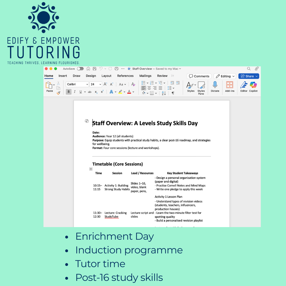 Study skills lesson resource sample